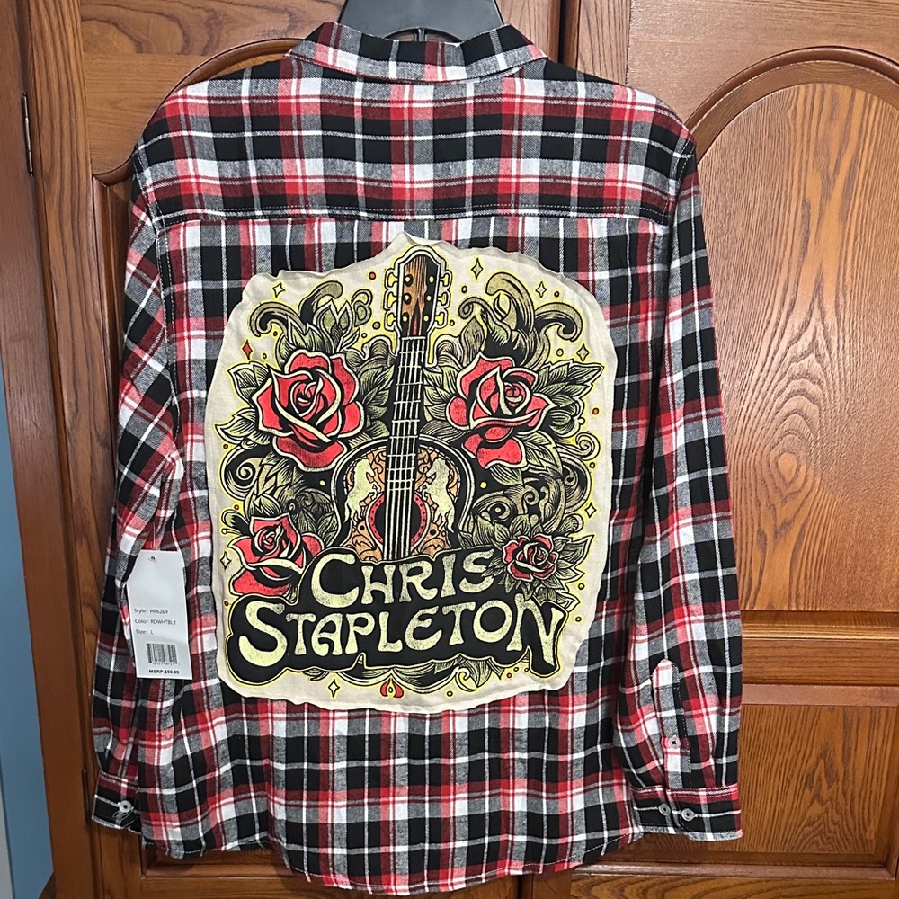 Chris Stapleton upcycled flannel tee made by me One of a Kind